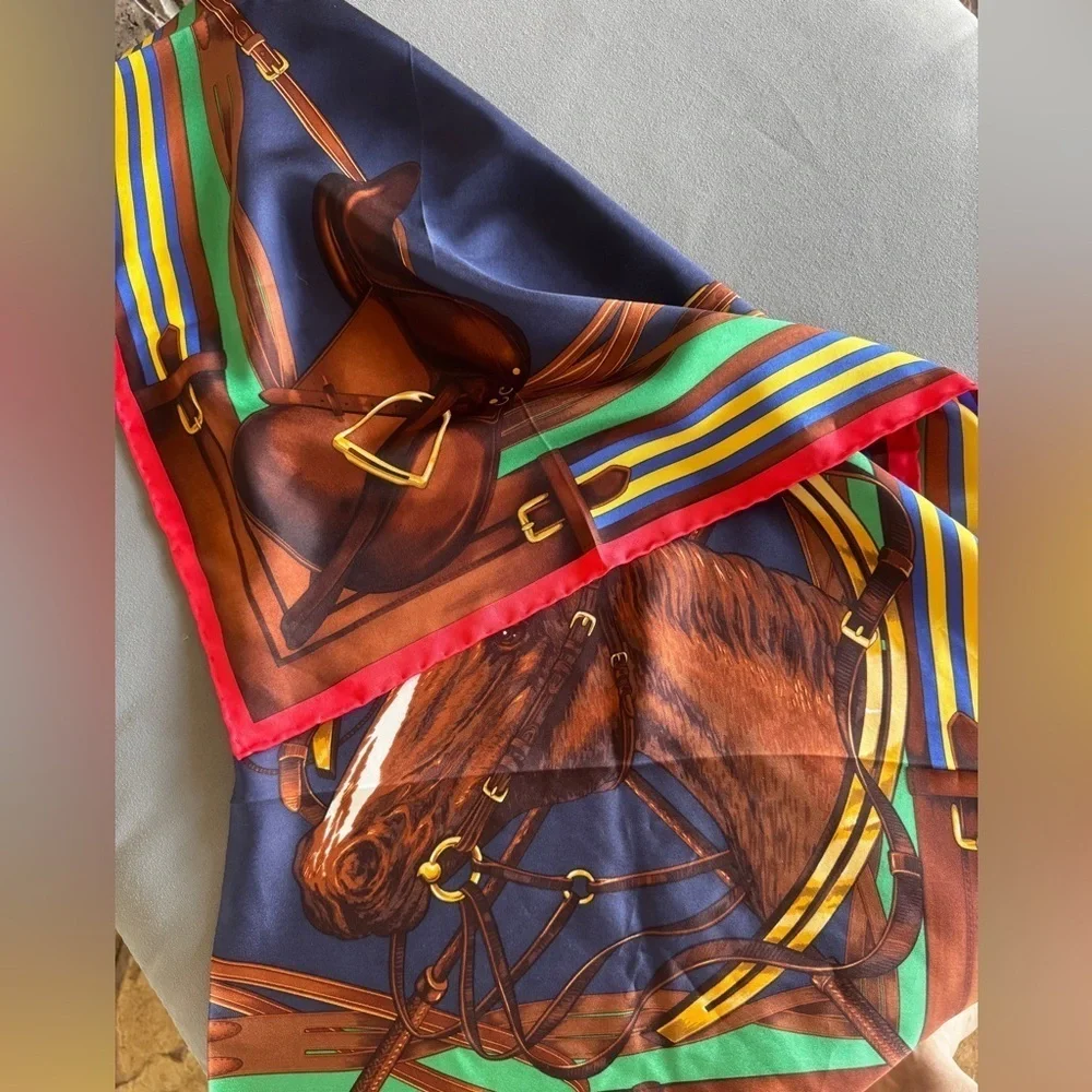 Ralph Lauren Collection Purple Label Equestrian Horse Silk Scarf Shawl 35